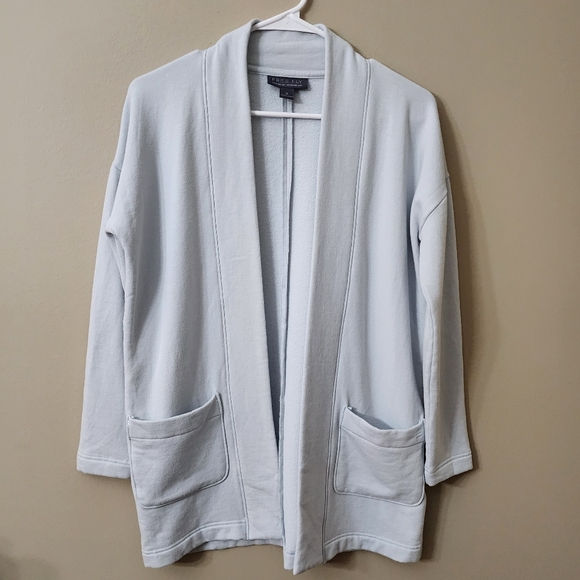 Free Fly Size S bamboo Cardigan Thermal Fleece Jacket Light Blue Womens - Picture 1 of 8